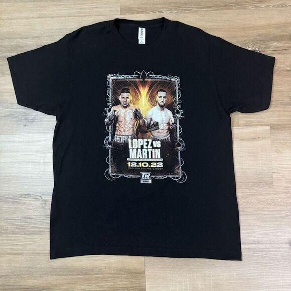 Top Rank Boxing Teofimo Lopez VS Sandor Martin Fight Match Black Tee Size L NYC - Picture 1 of 4